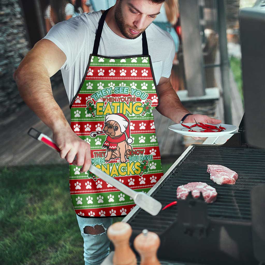 French Bulldog See You Eating Snacks Christmas Apron Xmas Holiday Patterns - Wonder Print Shop