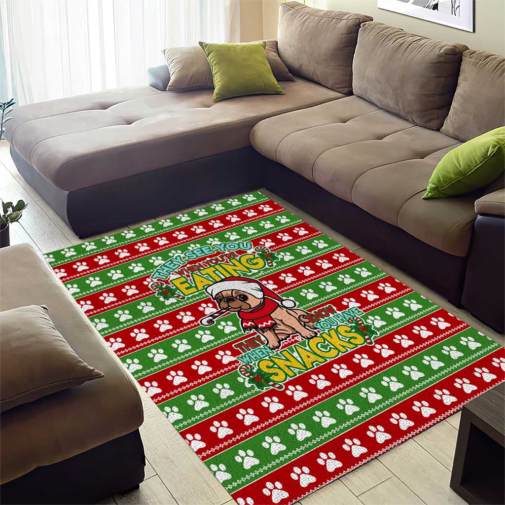 French Bulldog See You Eating Snacks Christmas Area Rug Xmas Holiday Patterns - Wonder Print Shop