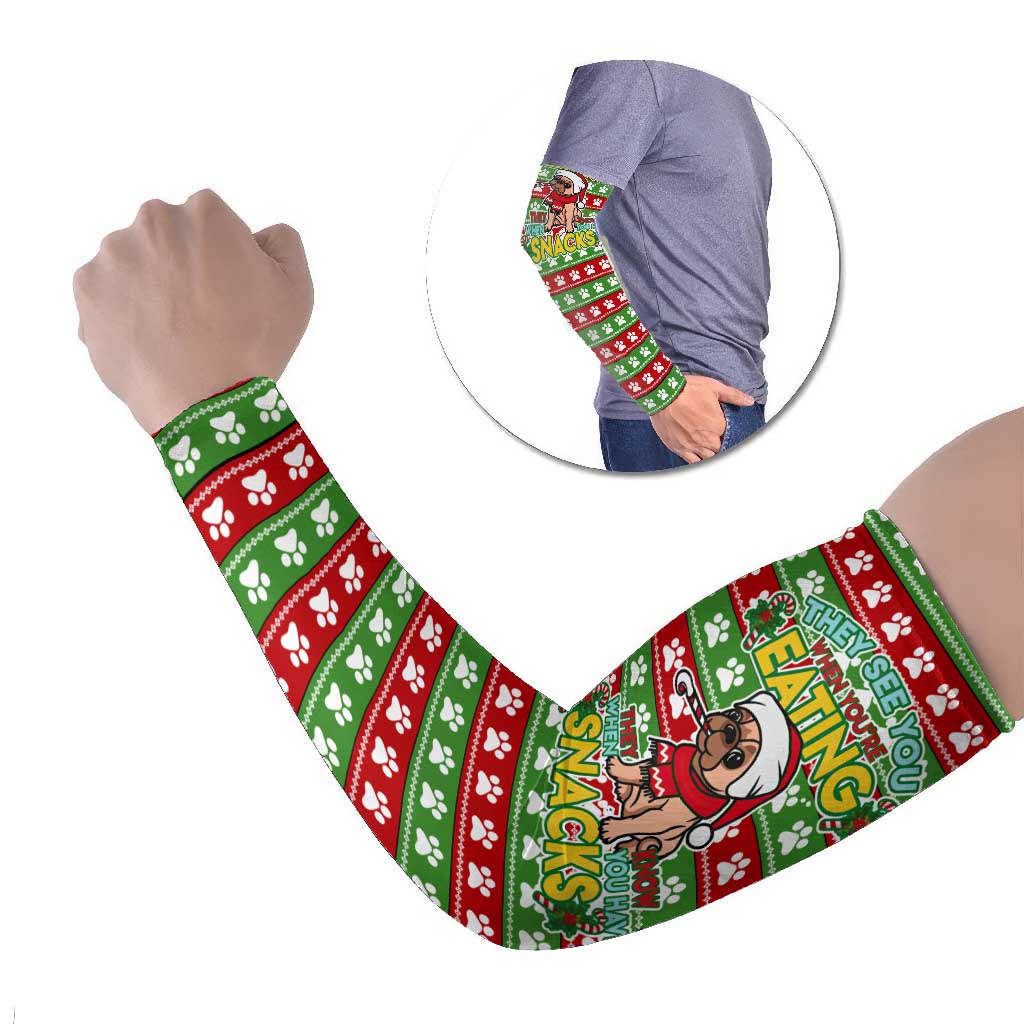 French Bulldog See You Eating Snacks Christmas Arm Sleeves Xmas Holiday Patterns - Wonder Print Shop