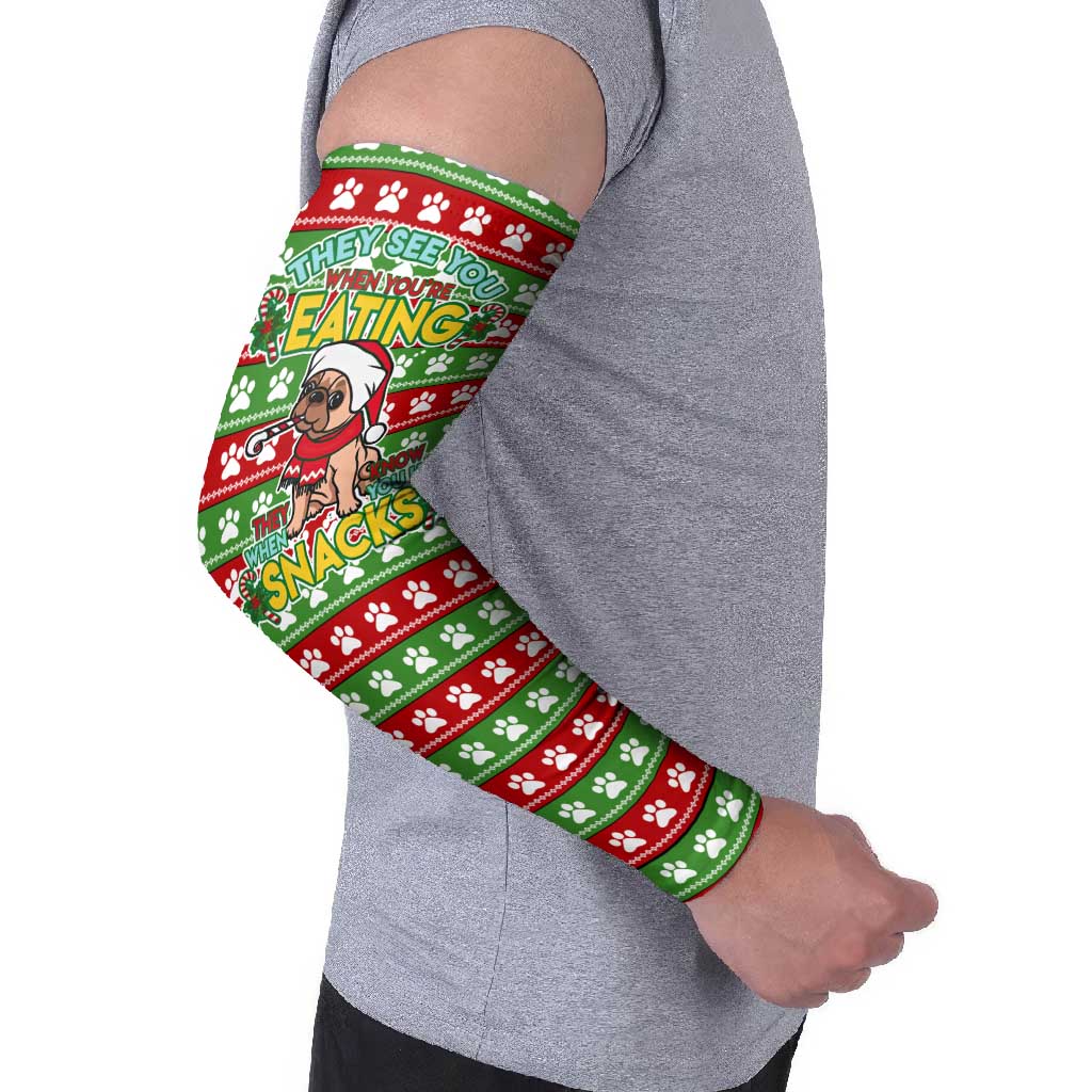French Bulldog See You Eating Snacks Christmas Arm Sleeves Xmas Holiday Patterns - Wonder Print Shop