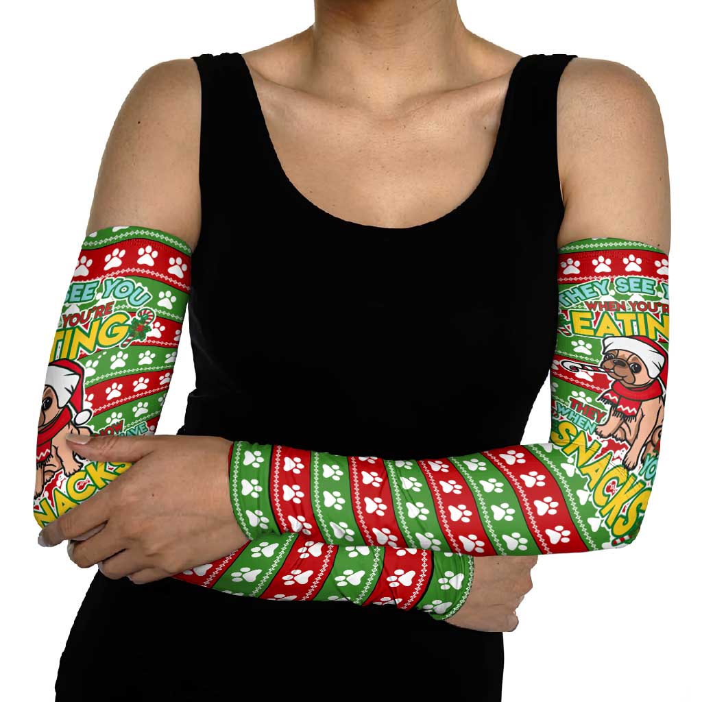 French Bulldog See You Eating Snacks Christmas Arm Sleeves Xmas Holiday Patterns - Wonder Print Shop