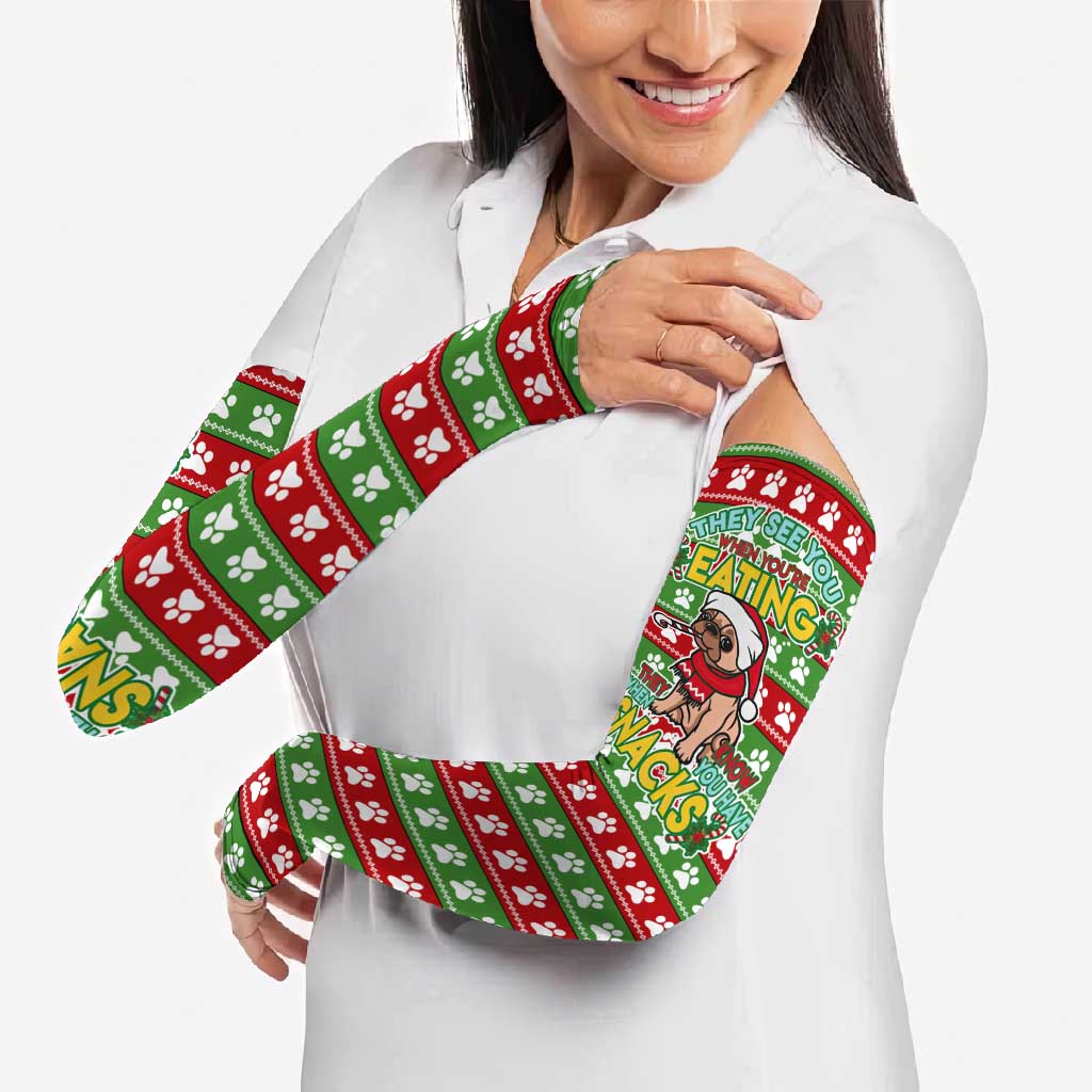 French Bulldog See You Eating Snacks Christmas Arm Sleeves Xmas Holiday Patterns - Wonder Print Shop