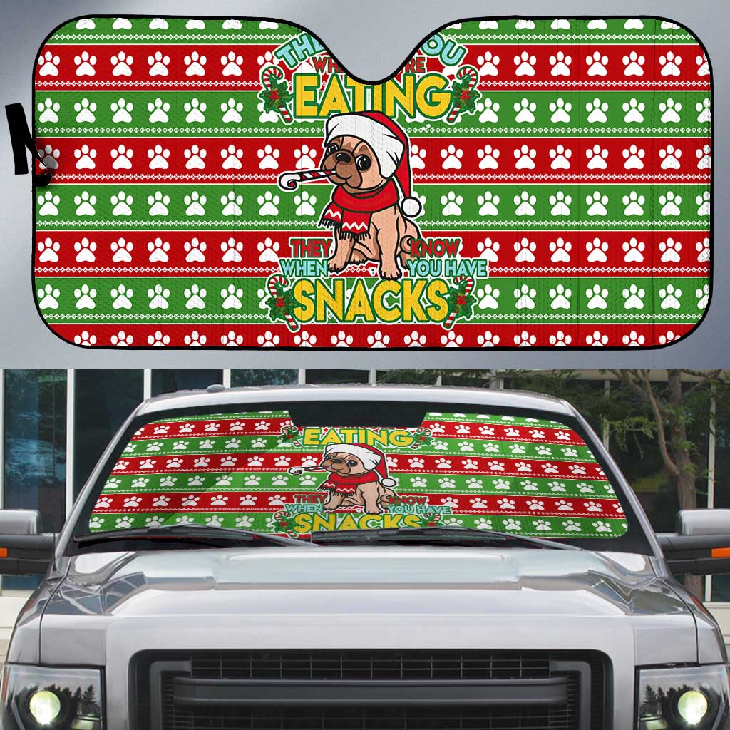 French Bulldog See You Eating Snacks Christmas Auto Sun Shade Xmas Holiday Patterns - Wonder Print Shop