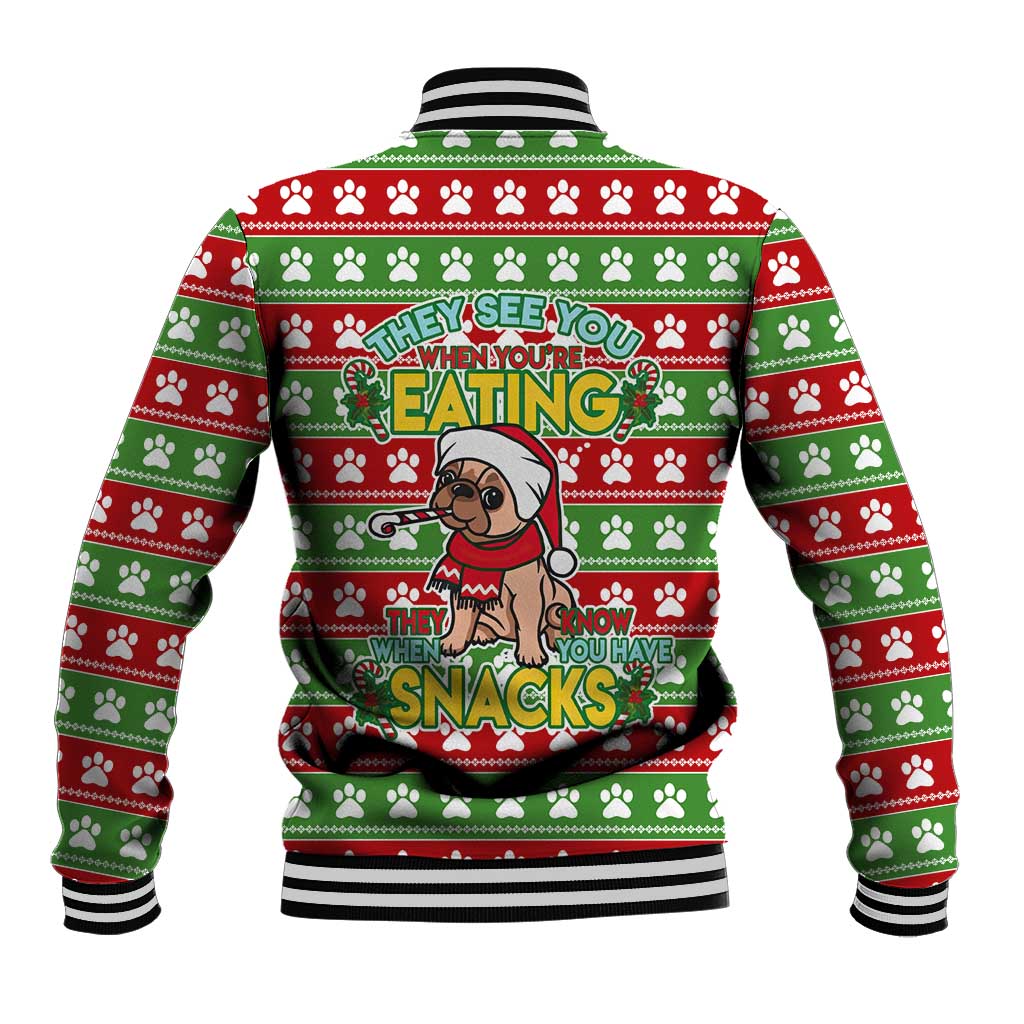 French Bulldog See You Eating Snacks Christmas Baseball Jacket Xmas Holiday Patterns - Wonder Print Shop