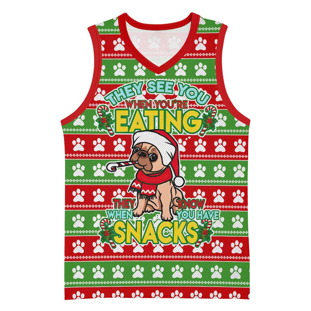 French Bulldog See You Eating Snacks Christmas Basketball Jersey Xmas Holiday Patterns - Wonder Print Shop