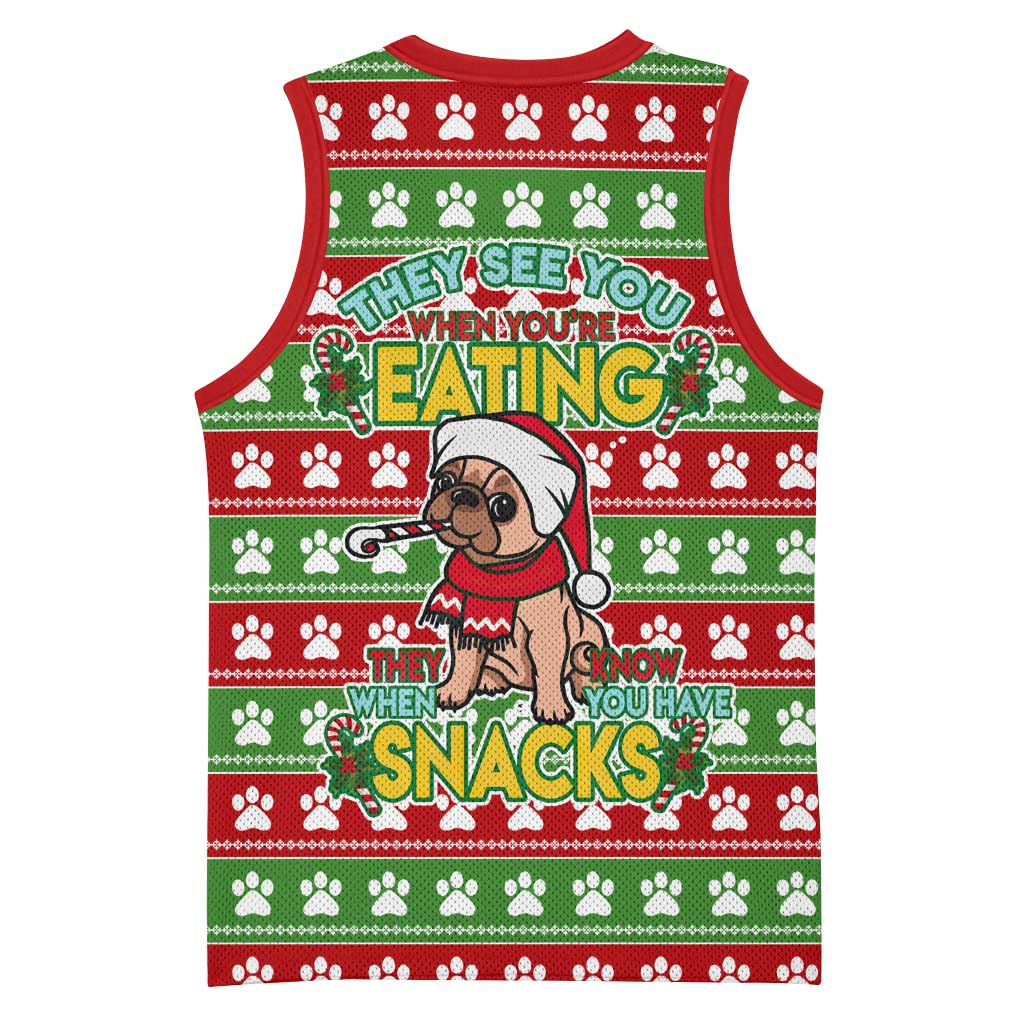 French Bulldog See You Eating Snacks Christmas Basketball Jersey Xmas Holiday Patterns - Wonder Print Shop