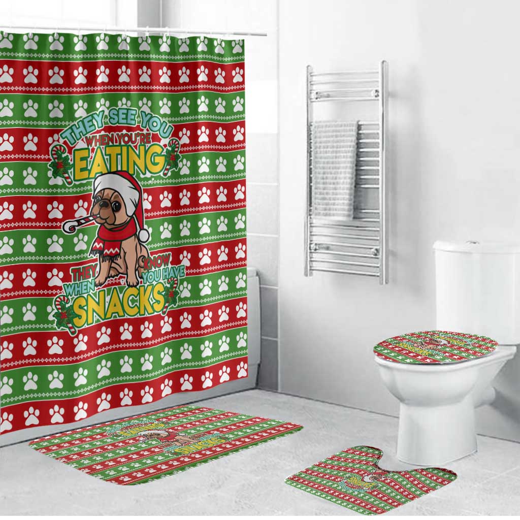 French Bulldog See You Eating Snacks Christmas Bathroom Set Xmas Holiday Patterns - Wonder Print Shop