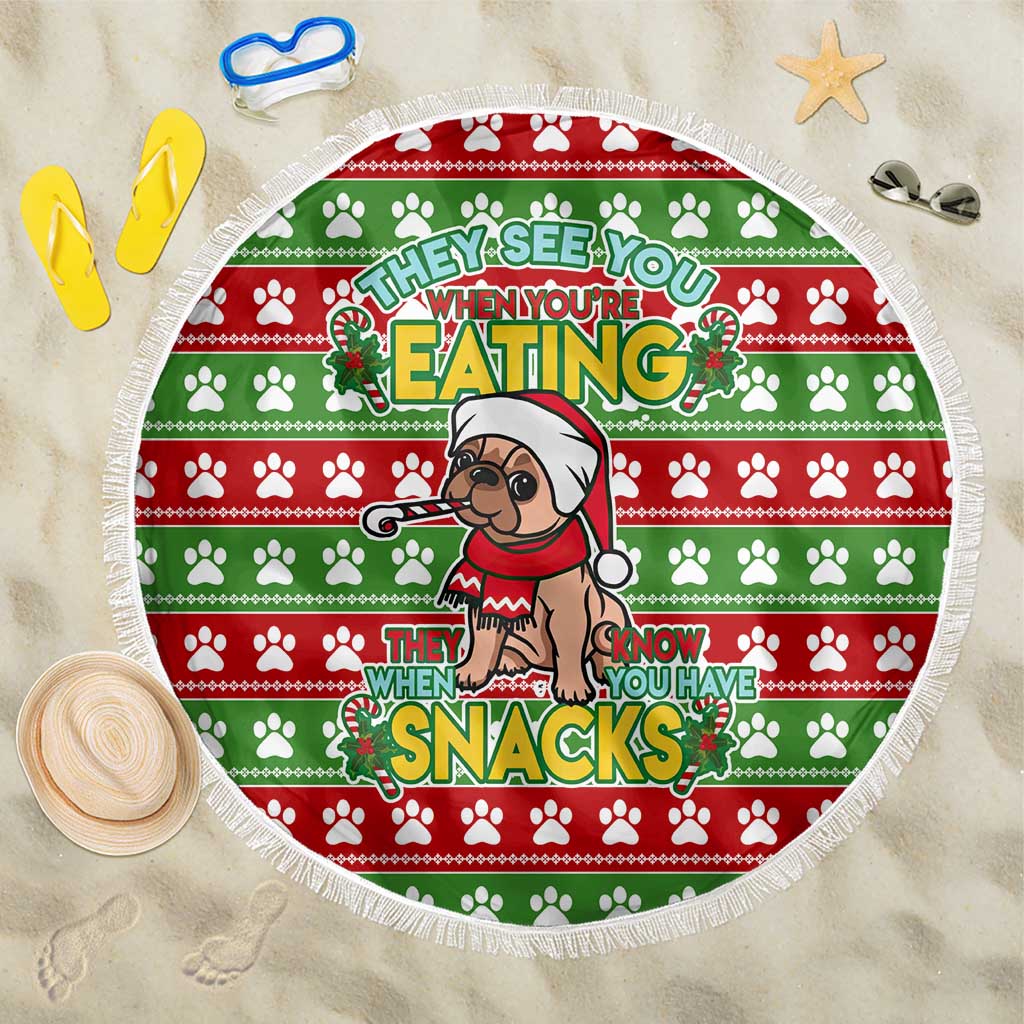 French Bulldog See You Eating Snacks Christmas Beach Blanket Xmas Holiday Patterns - Wonder Print Shop