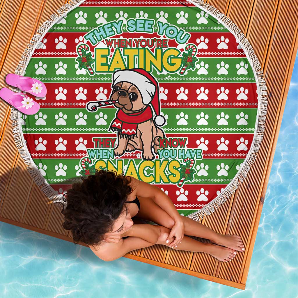 French Bulldog See You Eating Snacks Christmas Beach Blanket Xmas Holiday Patterns - Wonder Print Shop