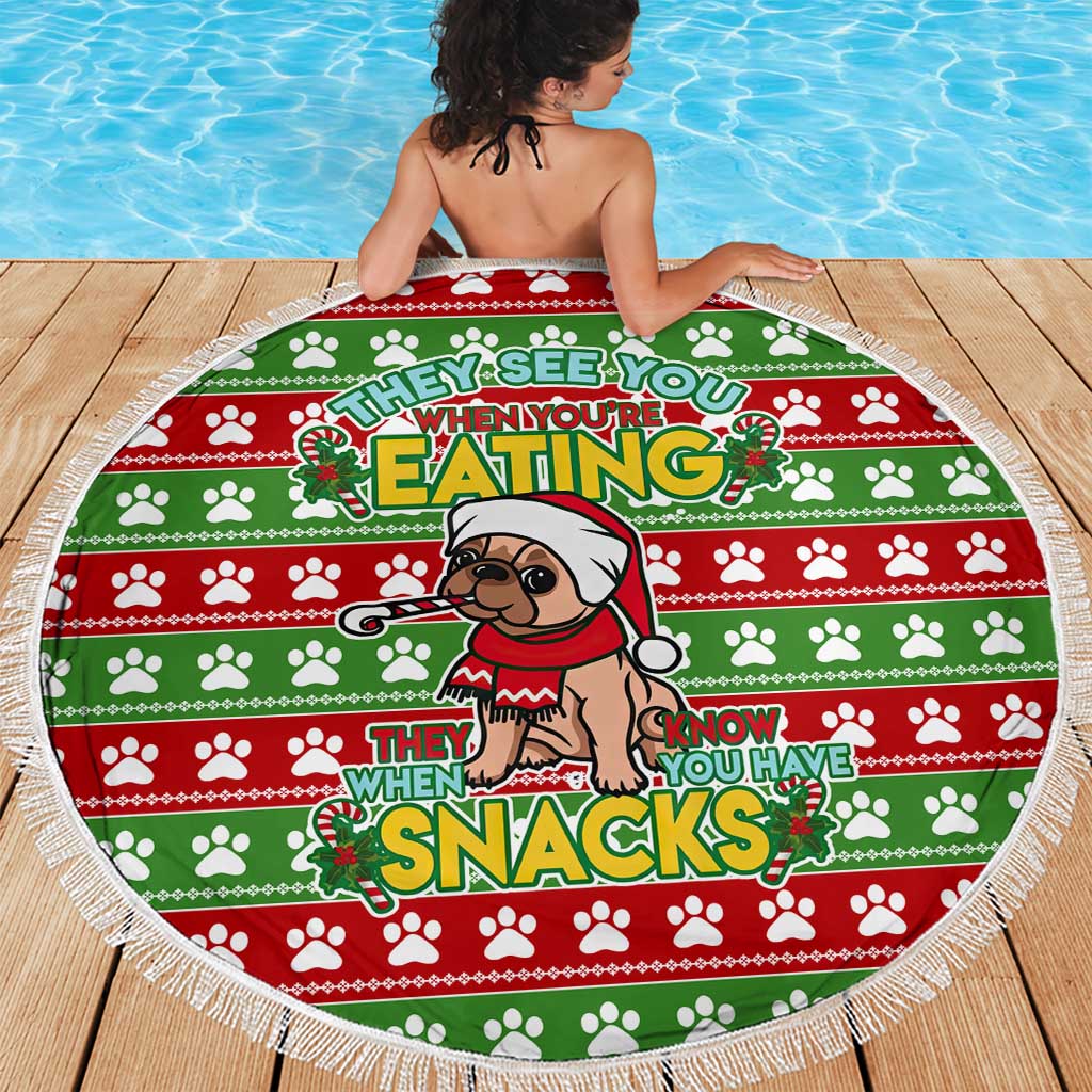 French Bulldog See You Eating Snacks Christmas Beach Blanket Xmas Holiday Patterns - Wonder Print Shop