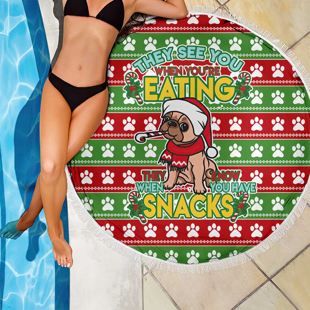 French Bulldog See You Eating Snacks Christmas Beach Blanket Xmas Holiday Patterns - Wonder Print Shop