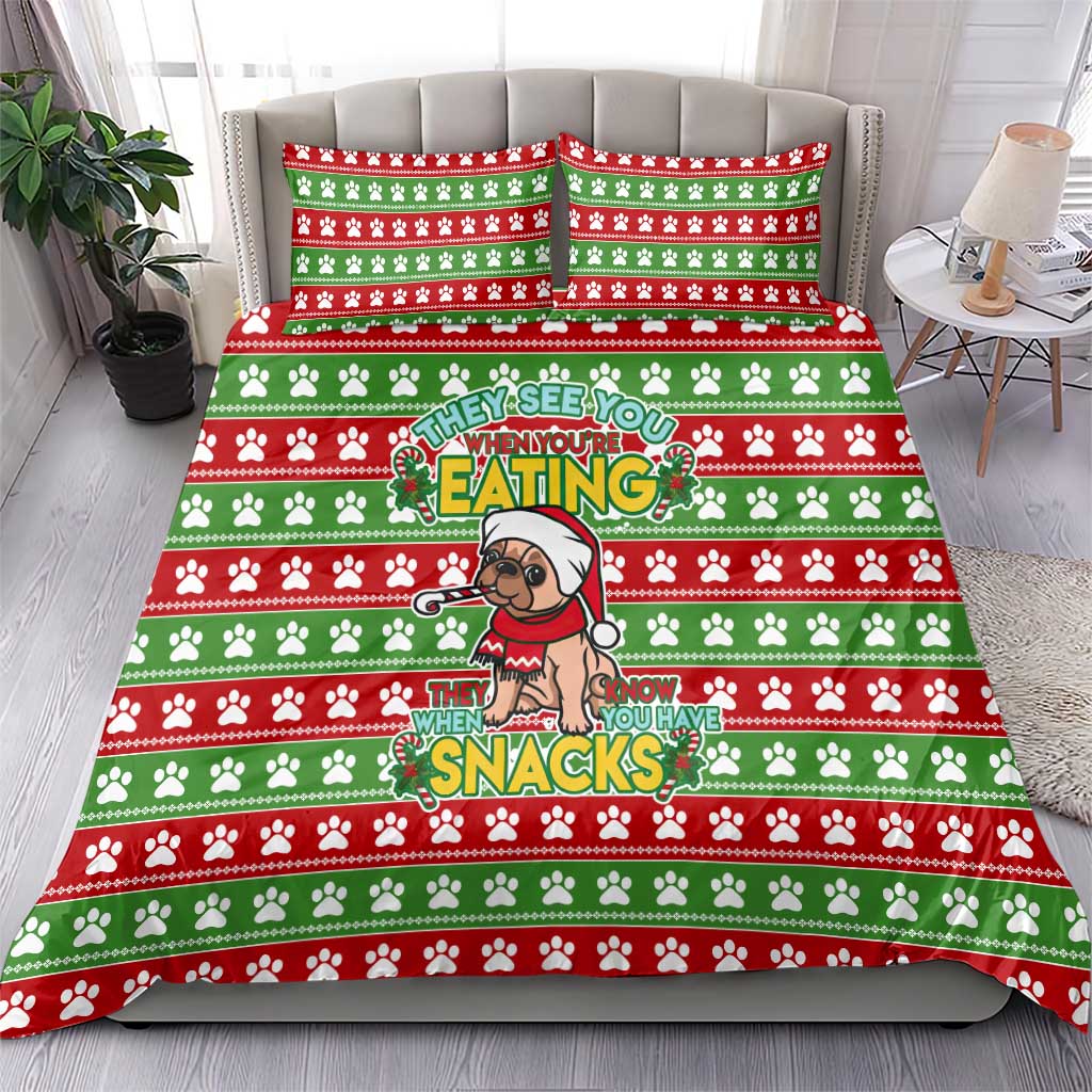 French Bulldog See You Eating Snacks Christmas Bedding Set Xmas Holiday Patterns - Wonder Print Shop