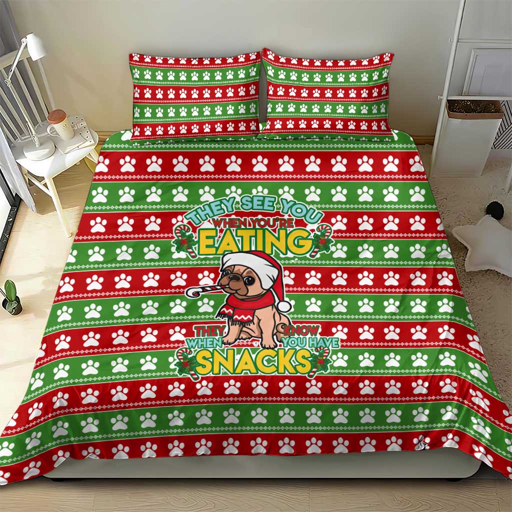 French Bulldog See You Eating Snacks Christmas Bedding Set Xmas Holiday Patterns - Wonder Print Shop