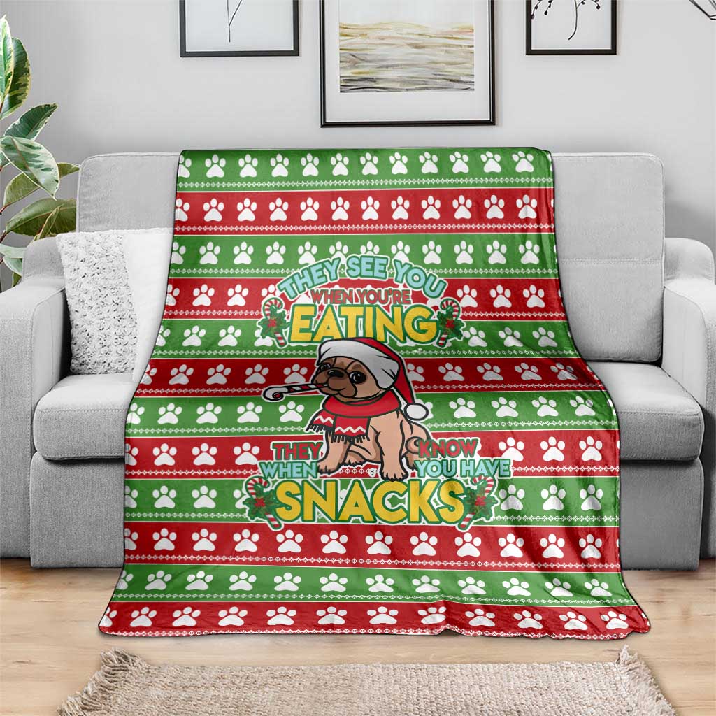 French Bulldog See You Eating Snacks Christmas Blanket Xmas Holiday Patterns - Wonder Print Shop