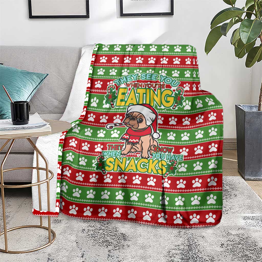 French Bulldog See You Eating Snacks Christmas Blanket Xmas Holiday Patterns - Wonder Print Shop