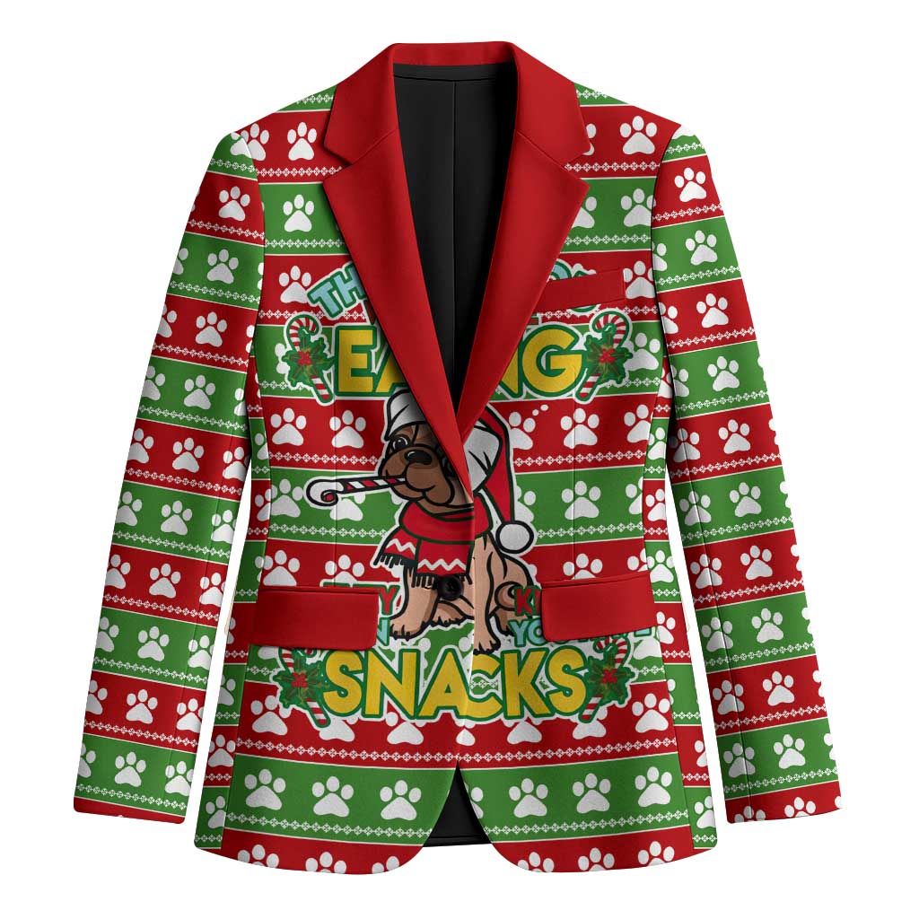 French Bulldog See You Eating Snacks Christmas Blazer Xmas Holiday Patterns - Wonder Print Shop