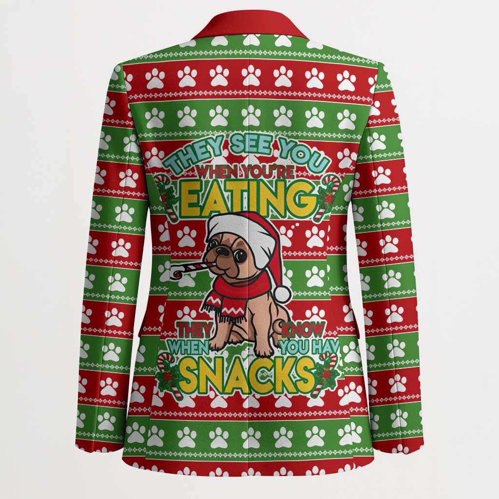 French Bulldog See You Eating Snacks Christmas Blazer Xmas Holiday Patterns - Wonder Print Shop