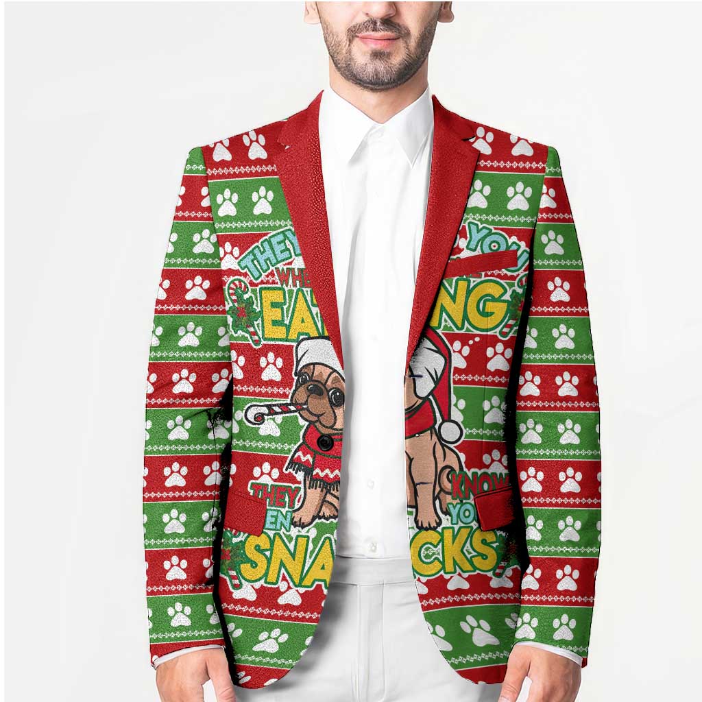 French Bulldog See You Eating Snacks Christmas Blazer Xmas Holiday Patterns - Wonder Print Shop