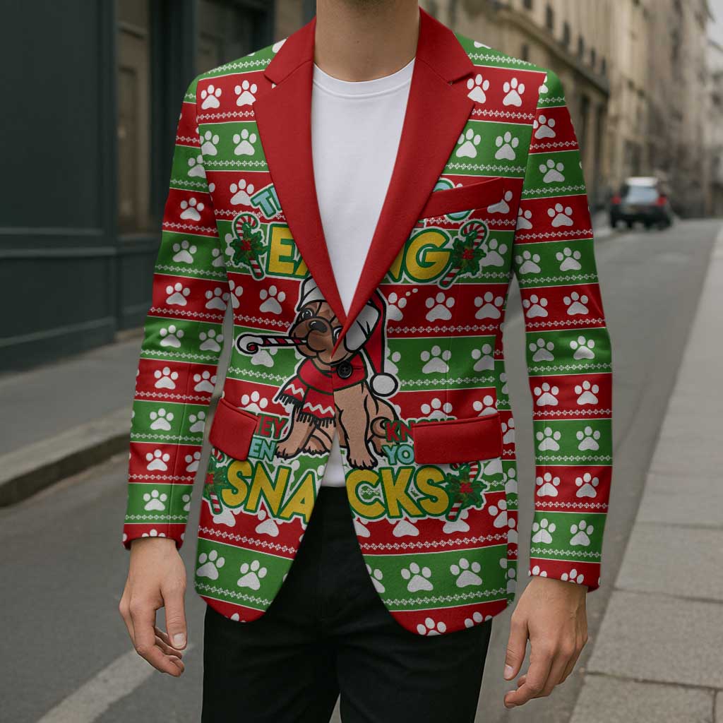 French Bulldog See You Eating Snacks Christmas Blazer Xmas Holiday Patterns - Wonder Print Shop