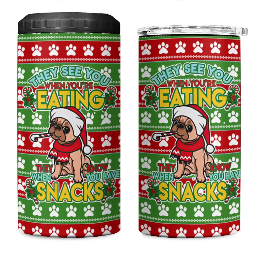 French Bulldog See You Eating Snacks Christmas 4 in 1 Can Cooler Tumbler Xmas Holiday Patterns - Wonder Print Shop