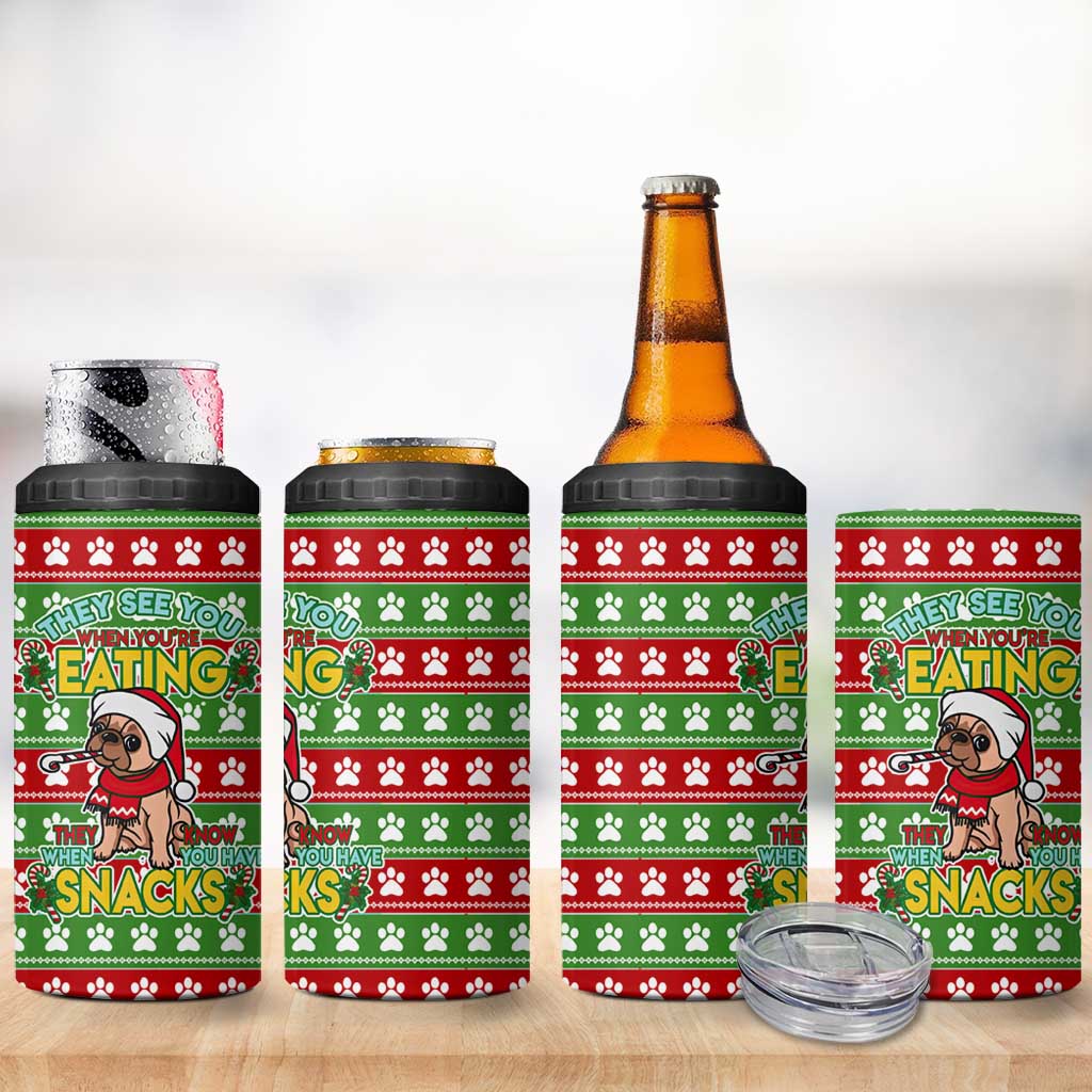French Bulldog See You Eating Snacks Christmas 4 in 1 Can Cooler Tumbler Xmas Holiday Patterns - Wonder Print Shop