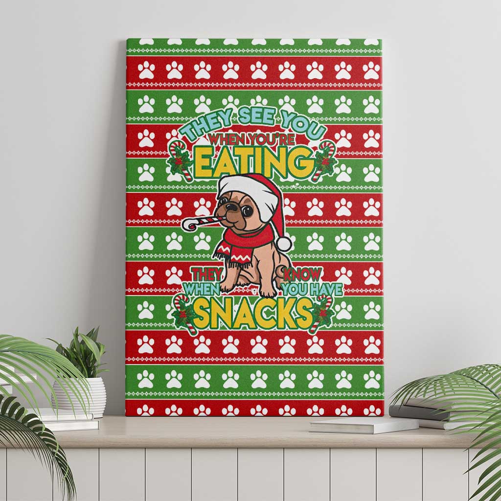 French Bulldog See You Eating Snacks Christmas Canvas Wall Art Xmas Holiday Patterns - Wonder Print Shop