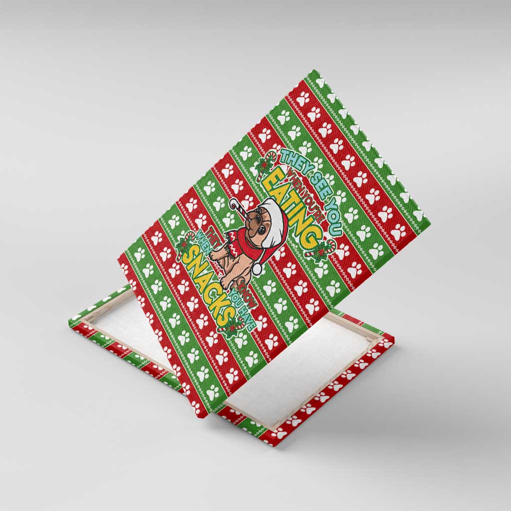 French Bulldog See You Eating Snacks Christmas Canvas Wall Art Xmas Holiday Patterns - Wonder Print Shop