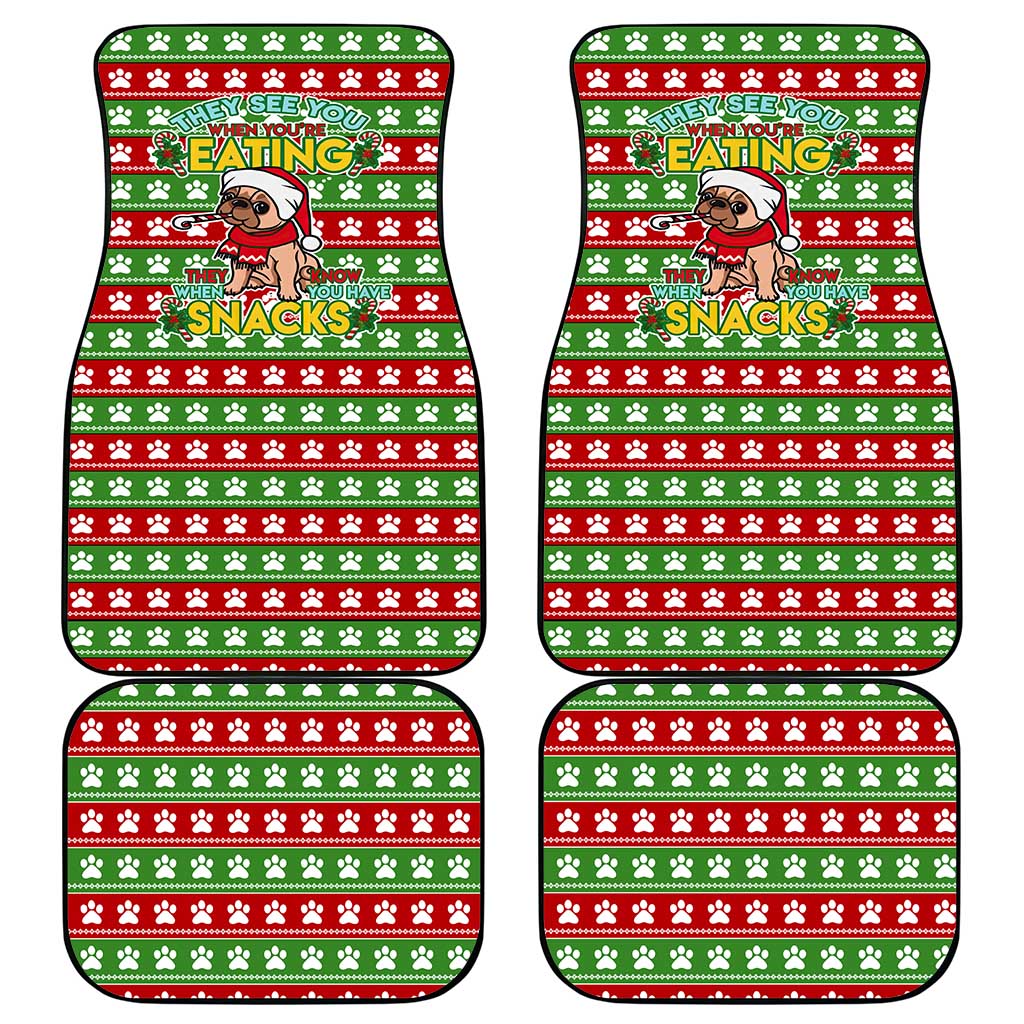 French Bulldog See You Eating Snacks Christmas Car Mats Xmas Holiday Patterns - Wonder Print Shop