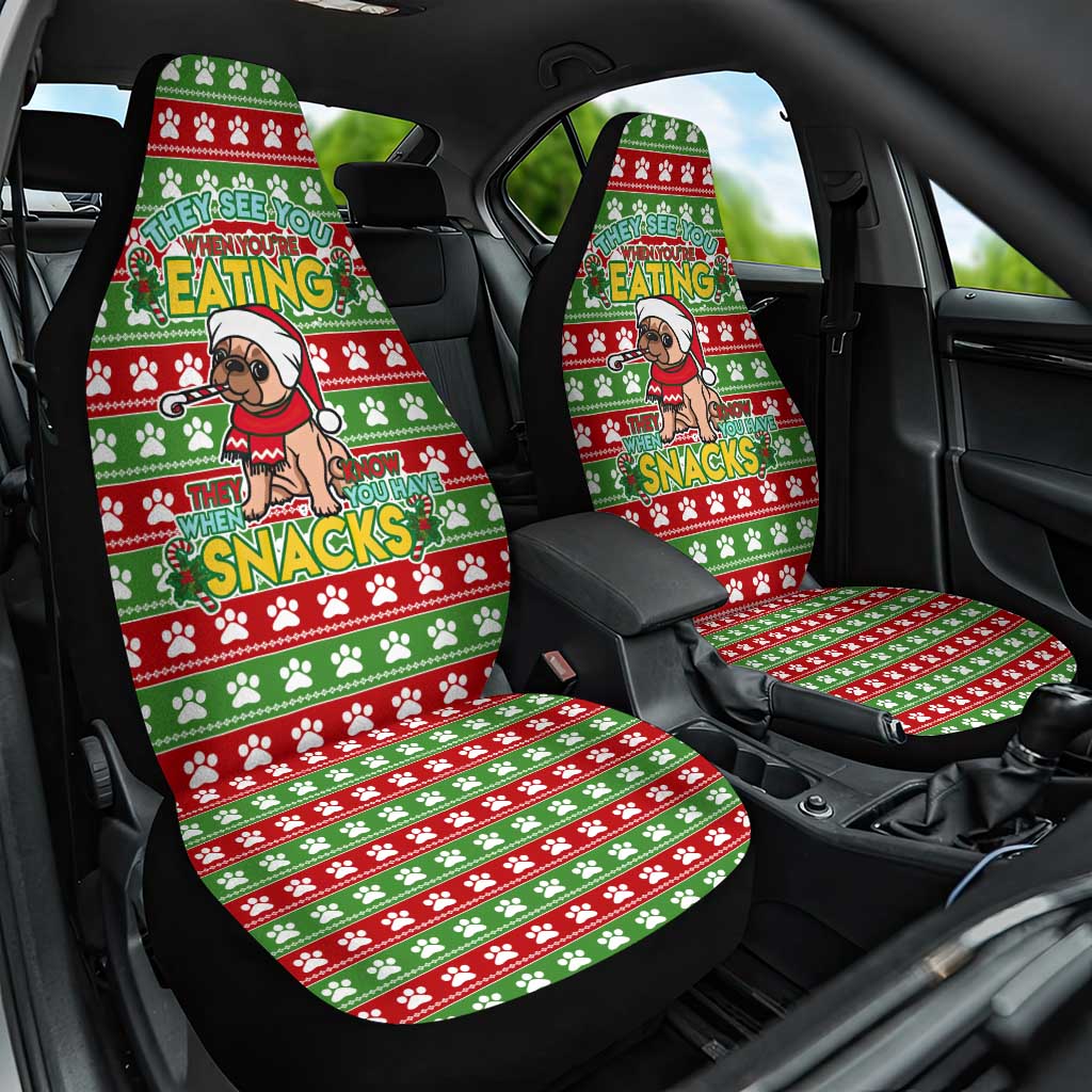 French Bulldog See You Eating Snacks Christmas Car Seat Cover Xmas Holiday Patterns - Wonder Print Shop