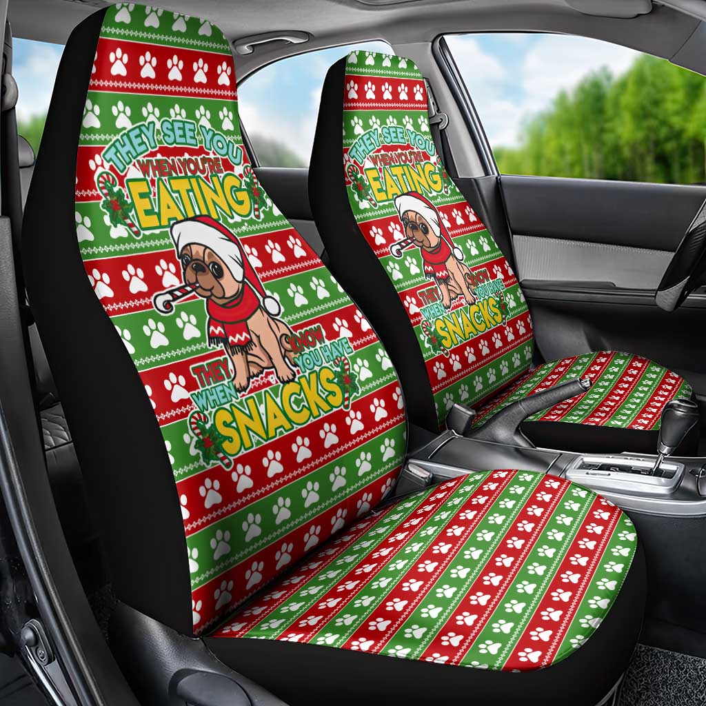 French Bulldog See You Eating Snacks Christmas Car Seat Cover Xmas Holiday Patterns - Wonder Print Shop