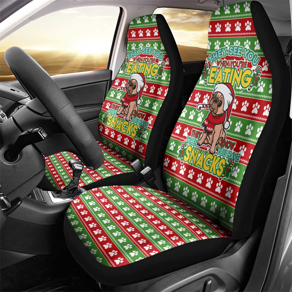 French Bulldog See You Eating Snacks Christmas Car Seat Cover Xmas Holiday Patterns - Wonder Print Shop