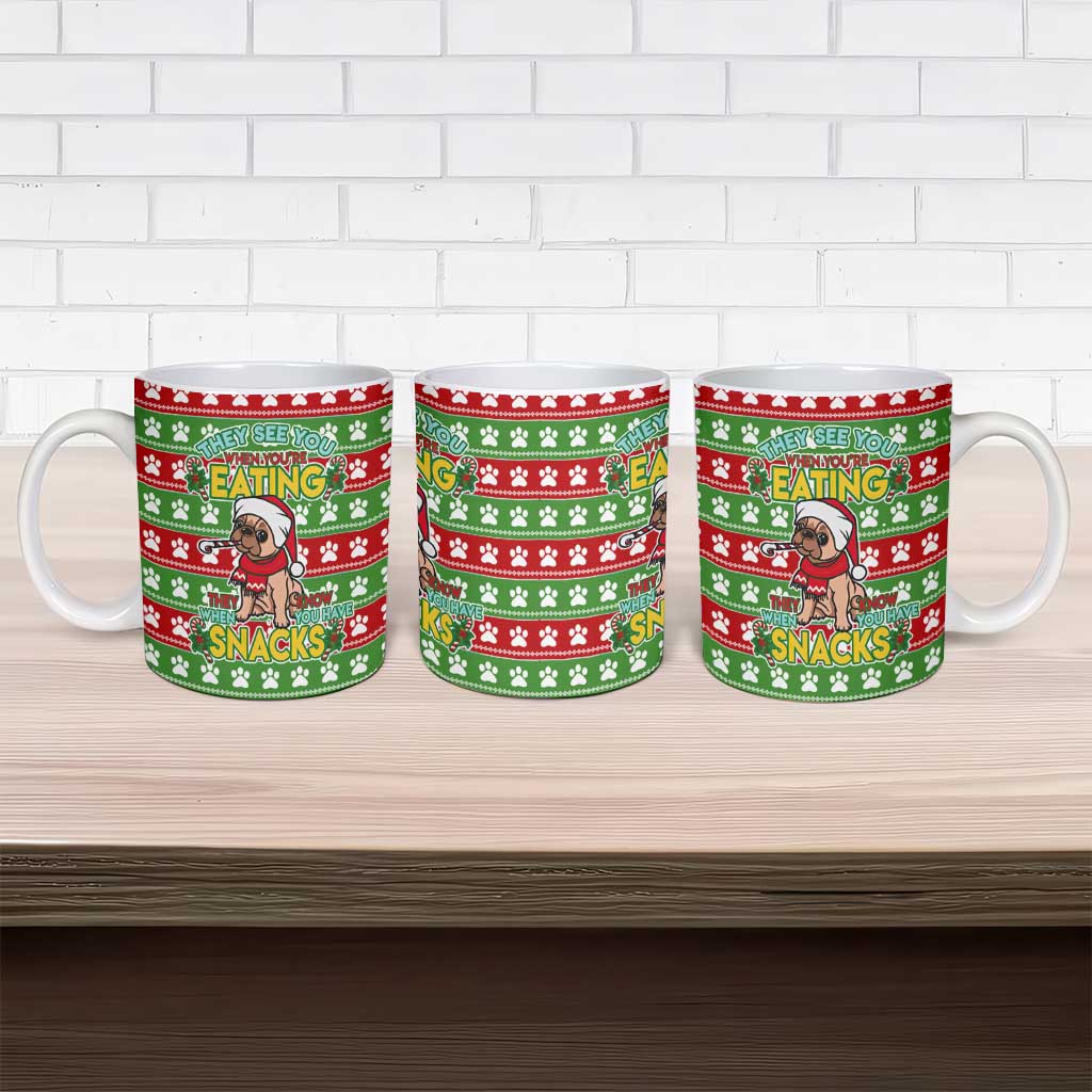 French Bulldog See You Eating Snacks Christmas Ceramic Mug Xmas Holiday Patterns - undefined