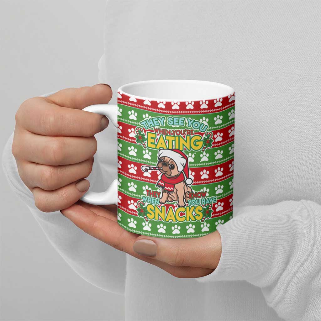 French Bulldog See You Eating Snacks Christmas Ceramic Mug Xmas Holiday Patterns - undefined