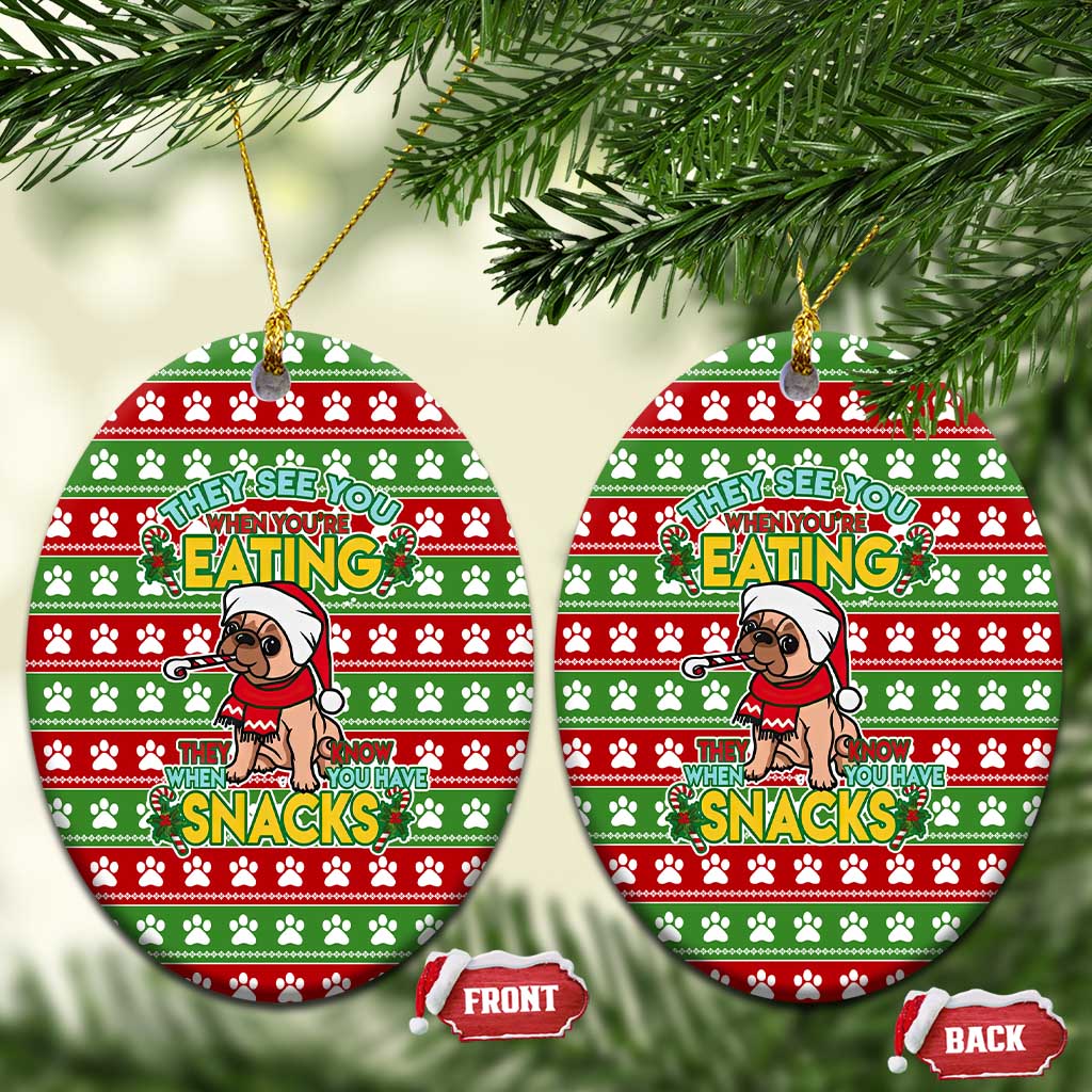 French Bulldog See You Eating Snacks Christmas Ceramic Ornament Xmas Holiday Patterns - Wonder Print Shop