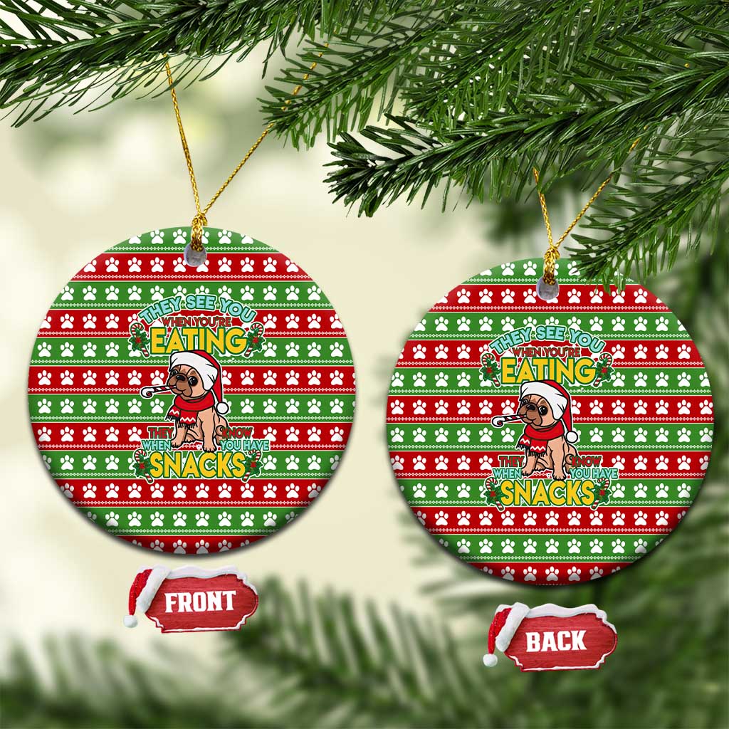 French Bulldog See You Eating Snacks Christmas Ceramic Ornament Xmas Holiday Patterns - Wonder Print Shop