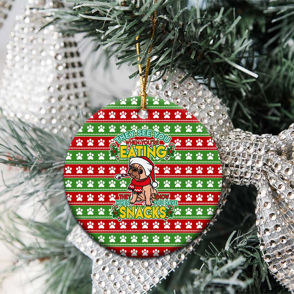 French Bulldog See You Eating Snacks Christmas Ceramic Ornament Xmas Holiday Patterns - Wonder Print Shop