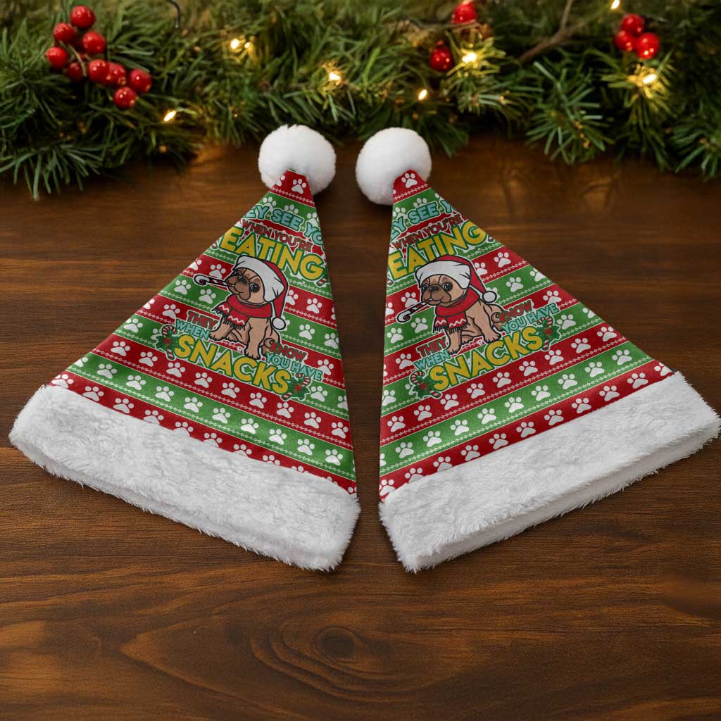 French Bulldog See You Eating Snacks Christmas Santa Hat Xmas Holiday Patterns - Wonder Print Shop