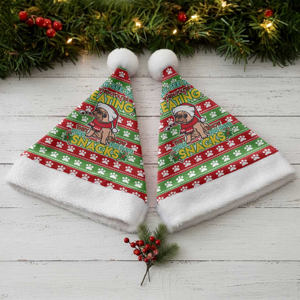 French Bulldog See You Eating Snacks Christmas Santa Hat Xmas Holiday Patterns - Wonder Print Shop