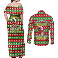 French Bulldog See You Eating Snacks Christmas Couples Matching Off Shoulder Maxi Dress and Long Sleeve Button Shirt Xmas Holiday Patterns - Wonder Print Shop