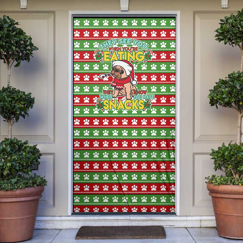 French Bulldog See You Eating Snacks Christmas Door Cover Xmas Holiday Patterns - Wonder Print Shop