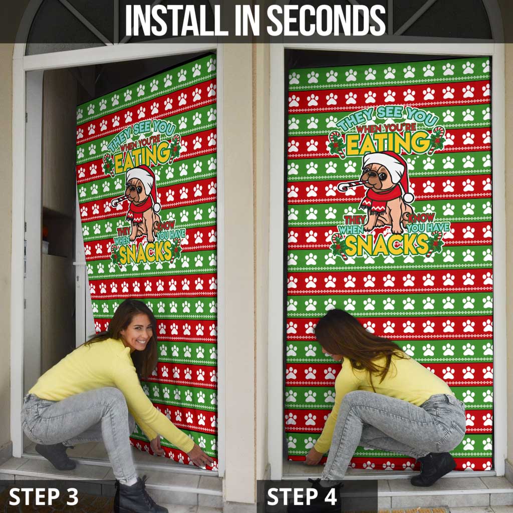 French Bulldog See You Eating Snacks Christmas Door Cover Xmas Holiday Patterns - Wonder Print Shop