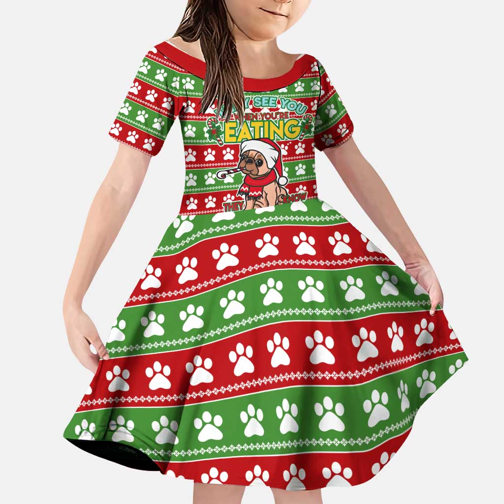 French Bulldog See You Eating Snacks Christmas Family Matching Long Sleeve Bodycon Dress and Hawaiian Shirt Xmas Holiday Patterns - Wonder Print Shop