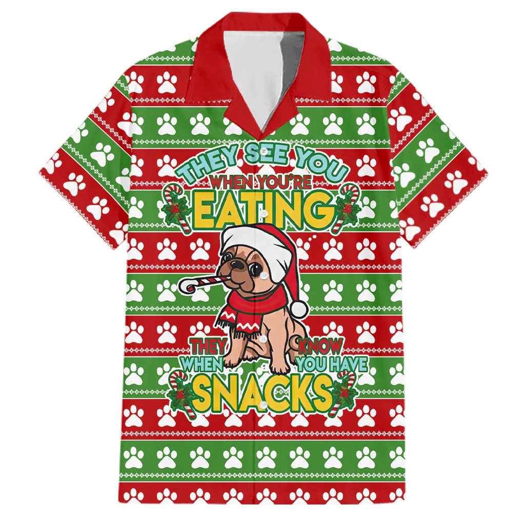 French Bulldog See You Eating Snacks Christmas Family Matching Long Sleeve Bodycon Dress and Hawaiian Shirt Xmas Holiday Patterns - Wonder Print Shop