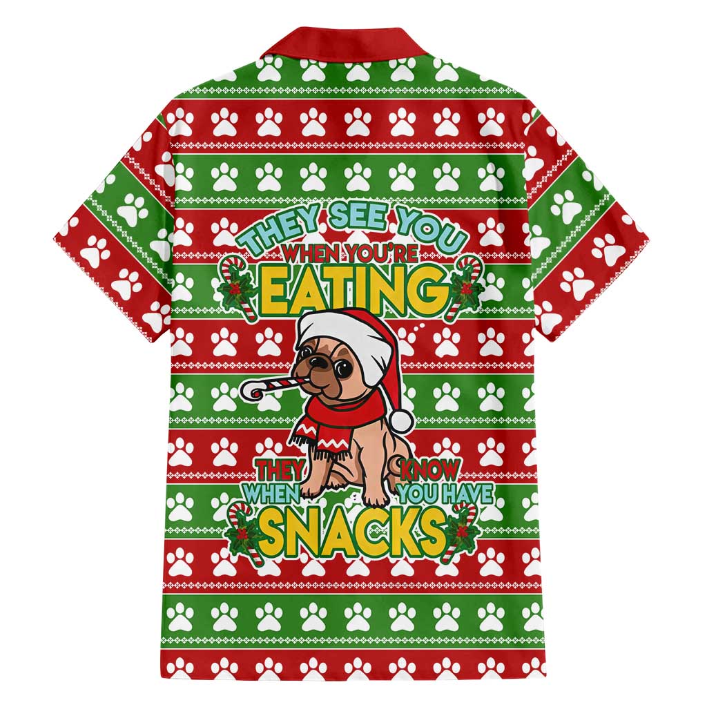 French Bulldog See You Eating Snacks Christmas Family Matching Long Sleeve Bodycon Dress and Hawaiian Shirt Xmas Holiday Patterns - Wonder Print Shop