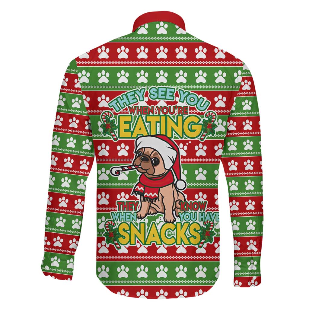 French Bulldog See You Eating Snacks Christmas Family Matching Long Sleeve Bodycon Dress and Hawaiian Shirt Xmas Holiday Patterns - Wonder Print Shop