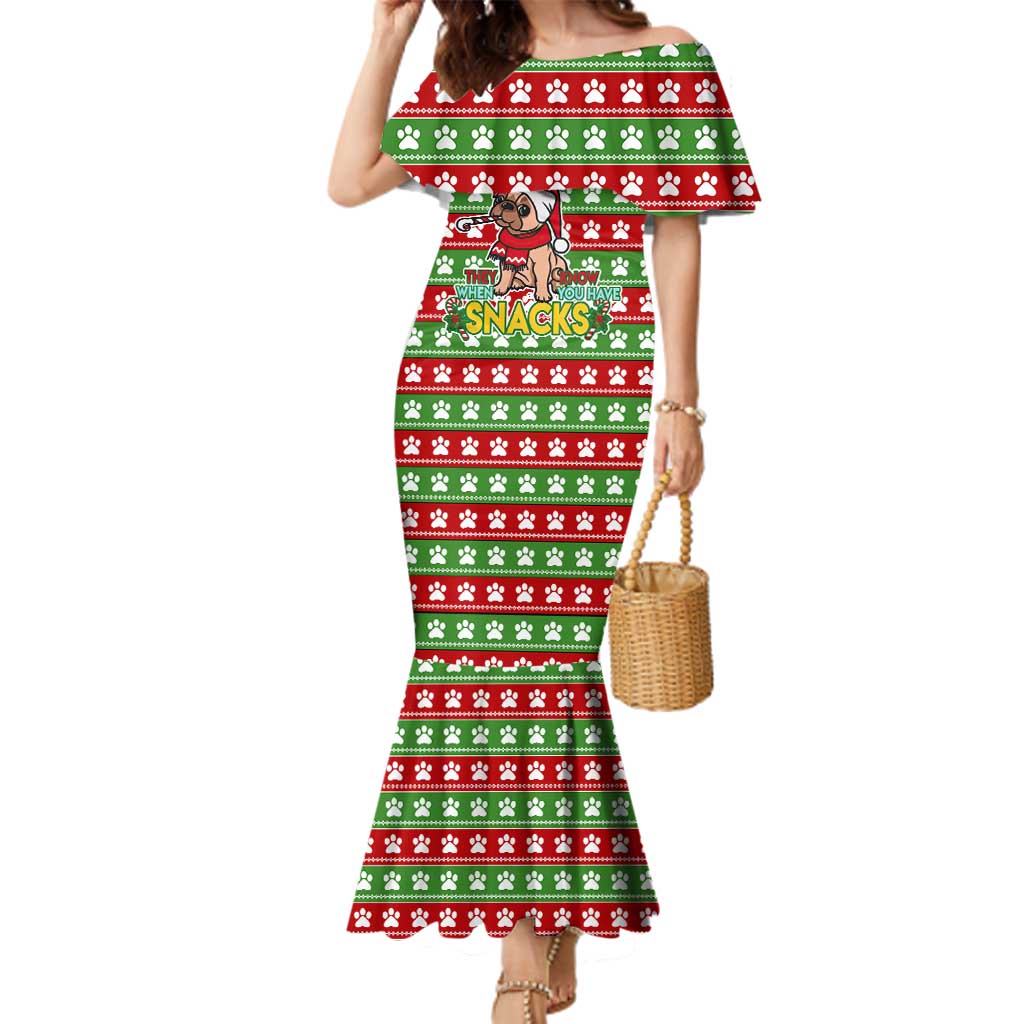 French Bulldog See You Eating Snacks Christmas Family Matching Mermaid Dress and Hawaiian Shirt Xmas Holiday Patterns - Wonder Print Shop