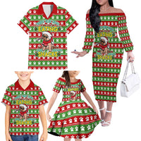 French Bulldog See You Eating Snacks Christmas Family Matching Off The Shoulder Long Sleeve Dress and Hawaiian Shirt Xmas Holiday Patterns - Wonder Print Shop
