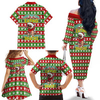 French Bulldog See You Eating Snacks Christmas Family Matching Off The Shoulder Long Sleeve Dress and Hawaiian Shirt Xmas Holiday Patterns - Wonder Print Shop