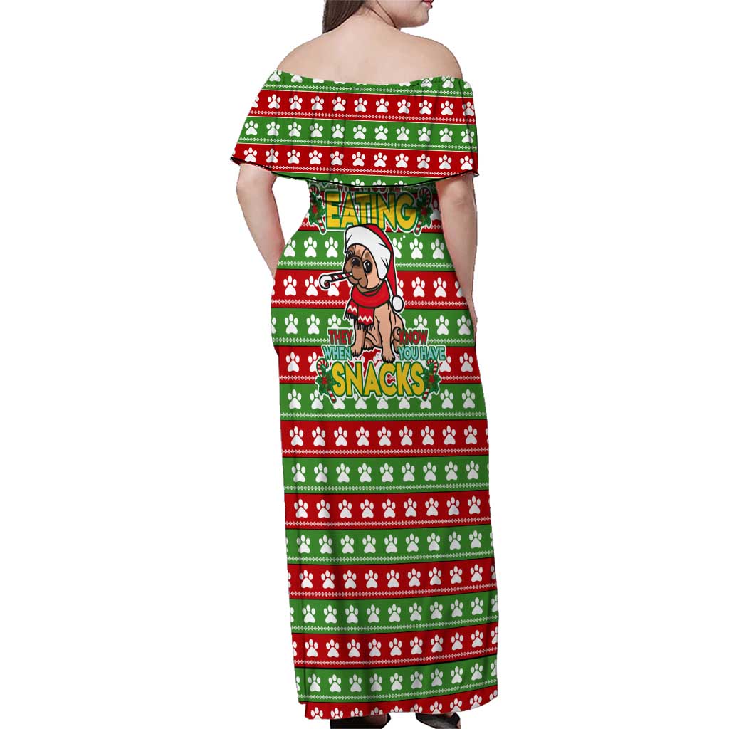 French Bulldog See You Eating Snacks Christmas Family Matching Off Shoulder Maxi Dress and Hawaiian Shirt Xmas Holiday Patterns - Wonder Print Shop