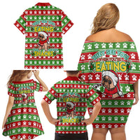 French Bulldog See You Eating Snacks Christmas Family Matching Off Shoulder Short Dress and Hawaiian Shirt Xmas Holiday Patterns - Wonder Print Shop